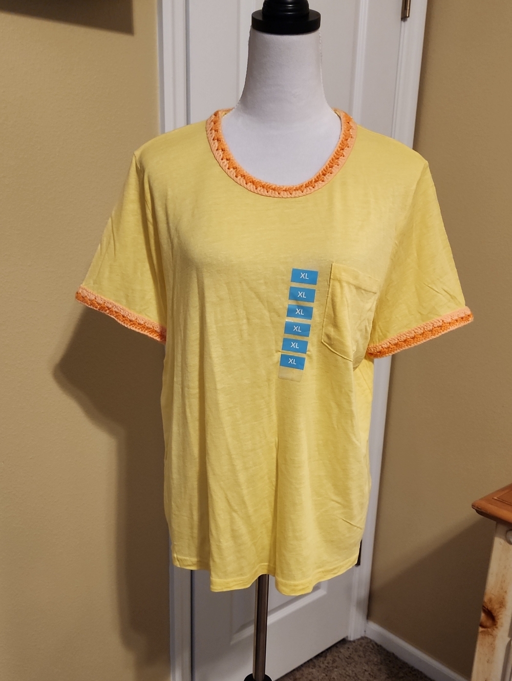 Joseph A Yellow Tee with Orange Trim